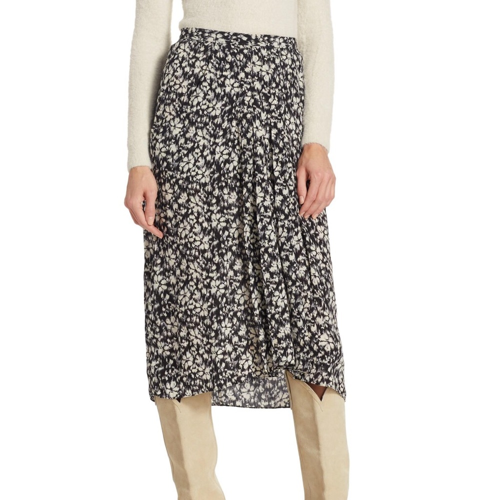 Isabel Marant Black and Cream Floral Midi Skirt